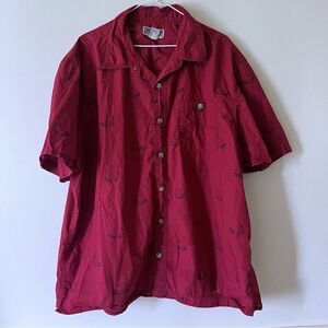 Duluth Trading Co Men’s Shirt Red  Beaver Novelty Short Sleeve Button Front 2XL